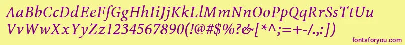 MinionwebproItalic Font – Purple Fonts on Yellow Background