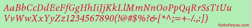 MinionwebproItalic Font – Red Fonts on Green Background