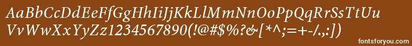 MinionwebproItalic Font – White Fonts on Brown Background