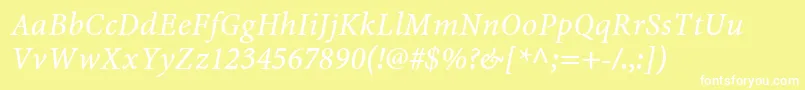 MinionwebproItalic Font – White Fonts on Yellow Background
