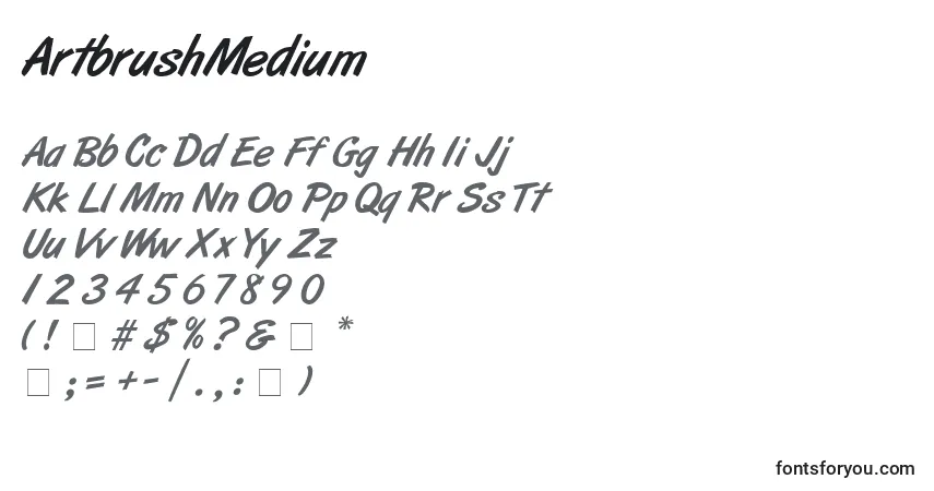 Fuente ArtbrushMedium - alfabeto, números, caracteres especiales