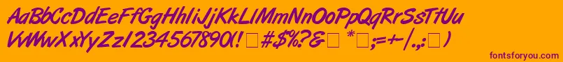 ArtbrushMedium Font – Purple Fonts on Orange Background