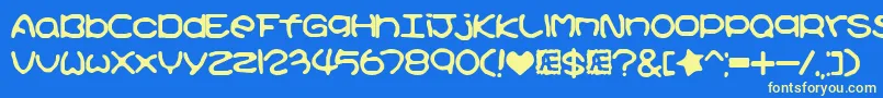 Kirbyss Font – Yellow Fonts on Blue Background