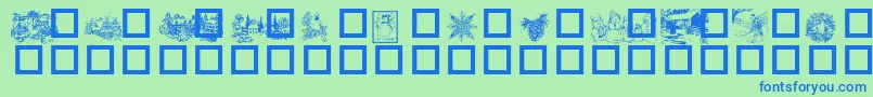 フォントWinter ffy – 青い文字は緑の背景です。