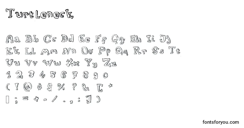 Czcionka Turtleneck – alfabet, cyfry, specjalne znaki