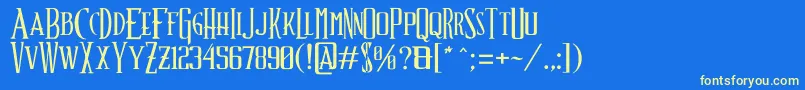 フォントShindlerfontByJuanCasco – 黄色の文字、青い背景