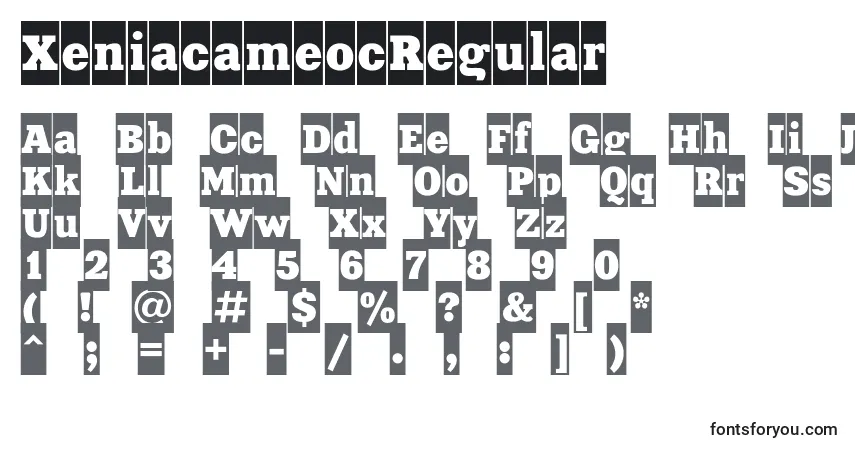 Czcionka XeniacameocRegular – alfabet, cyfry, specjalne znaki