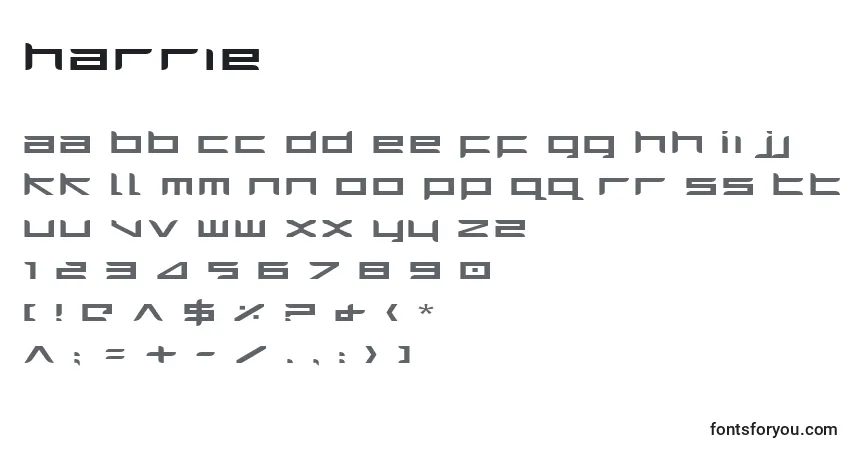 Шрифт Harrie – алфавит, цифры, специальные символы