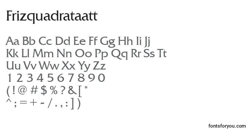 Fuente Frizquadrataatt - alfabeto, números, caracteres especiales