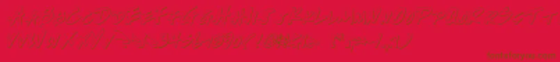 Fonte WriteOffOultine – fontes marrons em um fundo vermelho
