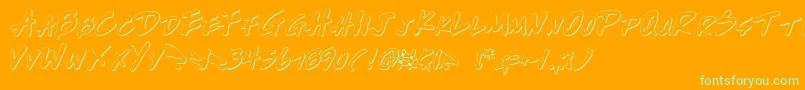 WriteOffOultine Font – Green Fonts on Orange Background