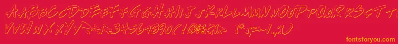 WriteOffOultine Font – Orange Fonts on Red Background
