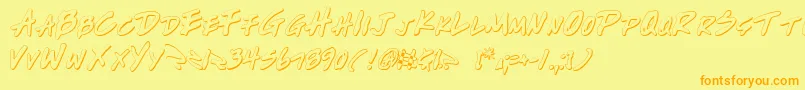 フォントWriteOffOultine – オレンジの文字が黄色の背景にあります。