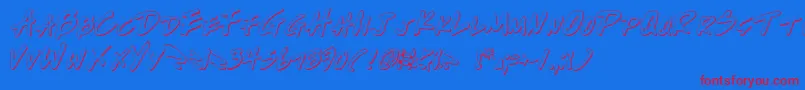 WriteOffOultine Font – Red Fonts on Blue Background