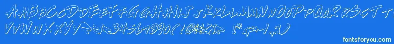 WriteOffOultine Font – Yellow Fonts on Blue Background