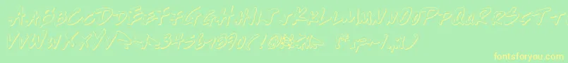 WriteOffOultine Font – Yellow Fonts on Green Background
