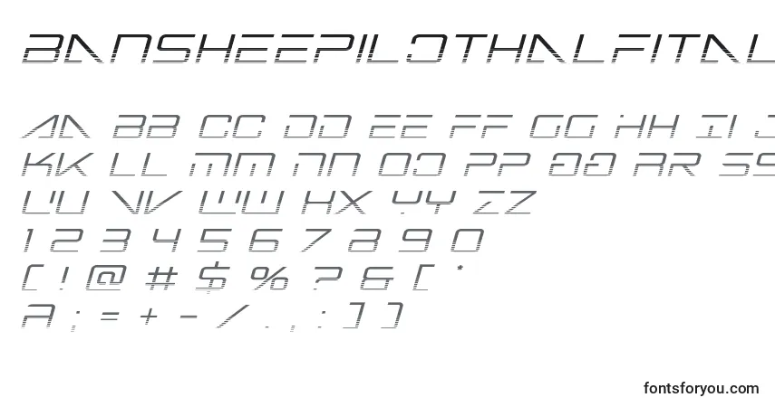 Czcionka Bansheepilothalfital – alfabet, cyfry, specjalne znaki