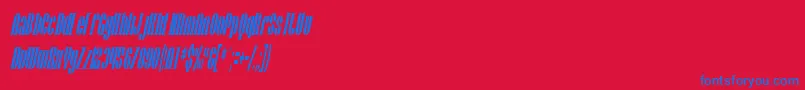 Fonte SfBaroquesqueOblique – fontes azuis em um fundo vermelho