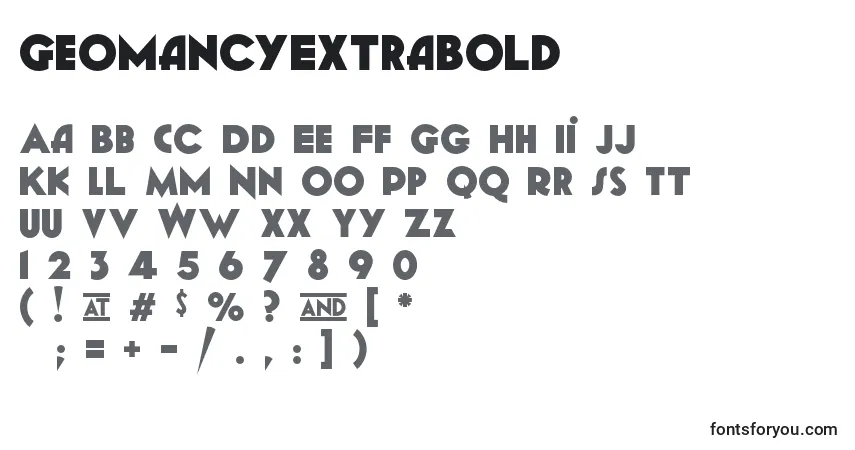 Schriftart GeomancyExtraBold – Alphabet, Zahlen, spezielle Symbole