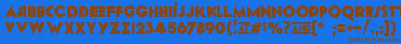 フォントGeomancyExtraBold – 茶色の文字が青い背景にあります。