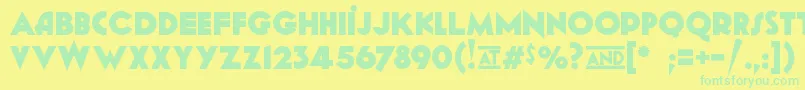フォントGeomancyExtraBold – 黄色い背景に緑の文字