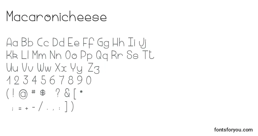 Czcionka Macaronicheese – alfabet, cyfry, specjalne znaki