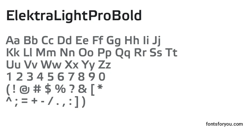 Fuente ElektraLightProBold - alfabeto, números, caracteres especiales