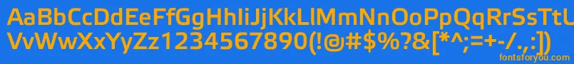 Fonte ElektraLightProBold – fontes laranjas em um fundo azul