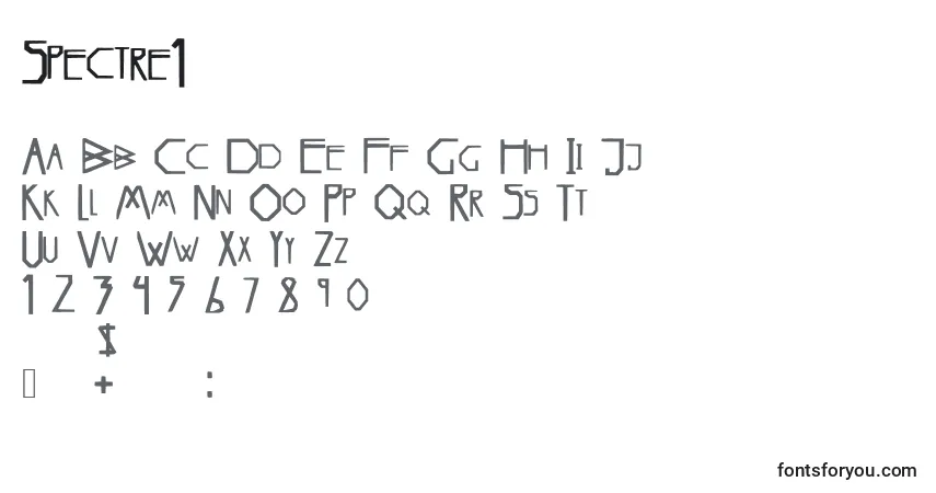Czcionka Spectre1 – alfabet, cyfry, specjalne znaki