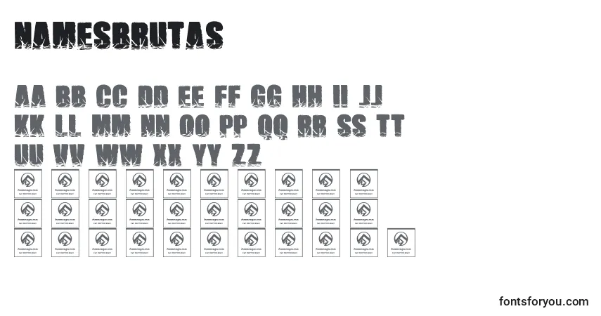 Schriftart Namesbrutas – Alphabet, Zahlen, spezielle Symbole