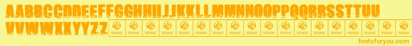 Czcionka Namesbrutas – pomarańczowe czcionki na żółtym tle