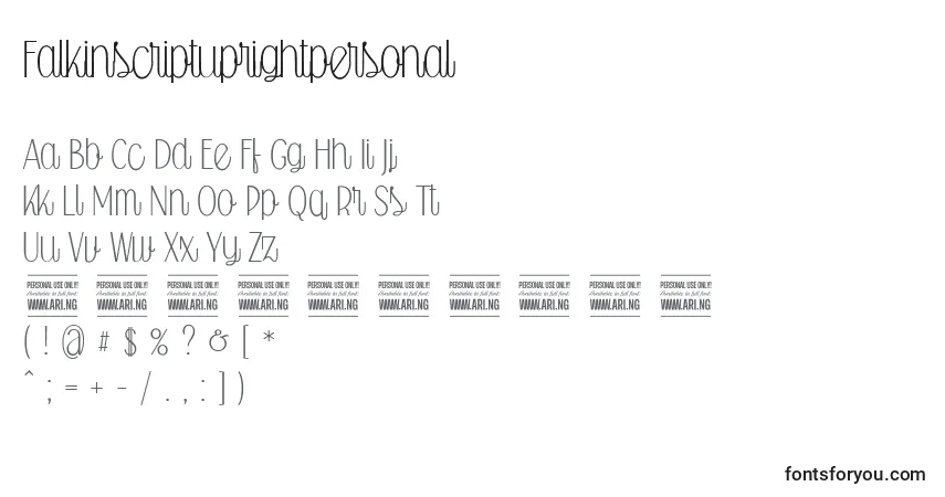Schriftart Falkinscriptuprightpersonal – Alphabet, Zahlen, spezielle Symbole
