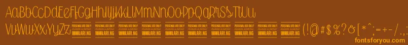 Falkinscriptuprightpersonal Font – Orange Fonts on Brown Background