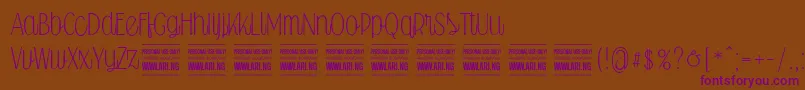 Falkinscriptuprightpersonal Font – Purple Fonts on Brown Background