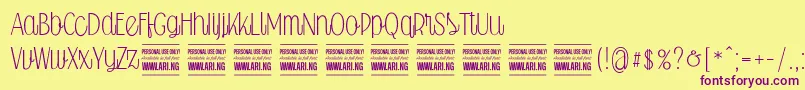 Falkinscriptuprightpersonal Font – Purple Fonts on Yellow Background