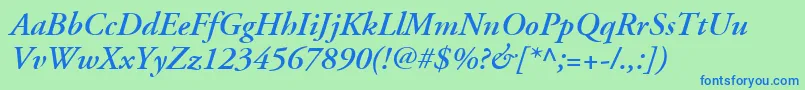 AdobeGaramondLtSemiboldItalic Font – Blue Fonts on Green Background