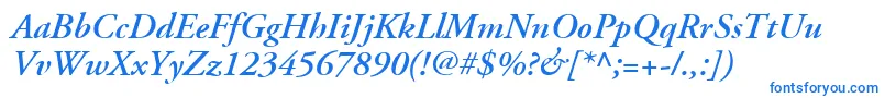 AdobeGaramondLtSemiboldItalic-Schriftart – Blaue Schriften auf weißem Hintergrund