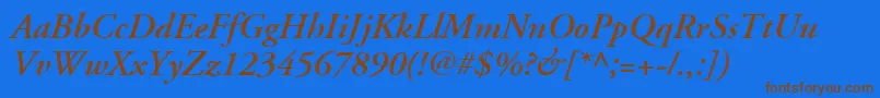 AdobeGaramondLtSemiboldItalic Font – Brown Fonts on Blue Background