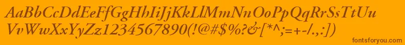 フォントAdobeGaramondLtSemiboldItalic – オレンジの背景に茶色のフォント