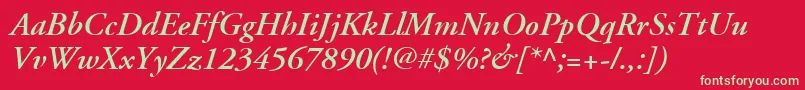 AdobeGaramondLtSemiboldItalic Font – Green Fonts on Red Background