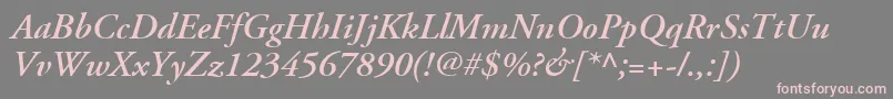 AdobeGaramondLtSemiboldItalic-fontti – vaaleanpunaiset fontit harmaalla taustalla