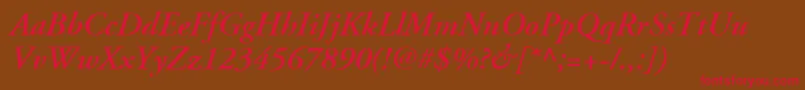 AdobeGaramondLtSemiboldItalic Font – Red Fonts on Brown Background