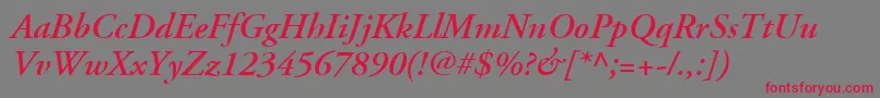 AdobeGaramondLtSemiboldItalic Font – Red Fonts on Gray Background