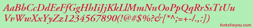 AdobeGaramondLtSemiboldItalic Font – Red Fonts on Green Background