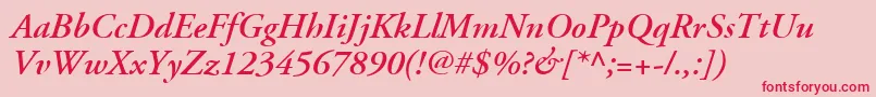 AdobeGaramondLtSemiboldItalic-Schriftart – Rote Schriften auf rosa Hintergrund