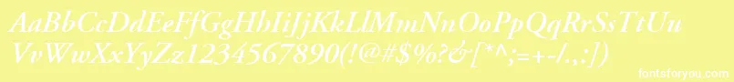 AdobeGaramondLtSemiboldItalic-fontti – valkoiset fontit keltaisella taustalla