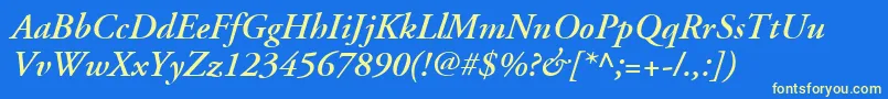 AdobeGaramondLtSemiboldItalic-fontti – keltaiset fontit sinisellä taustalla