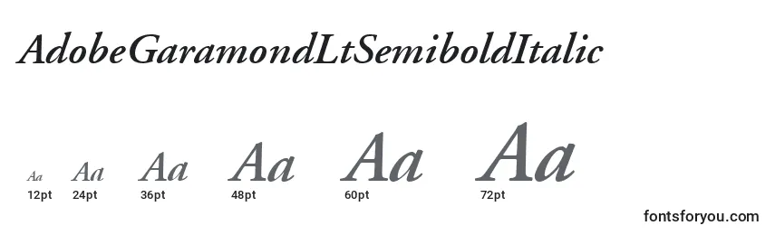 Größen der Schriftart AdobeGaramondLtSemiboldItalic