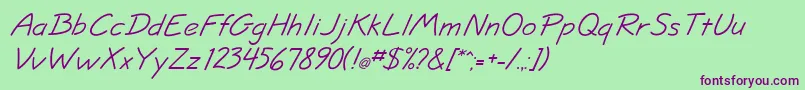 JottflfItalic Font – Purple Fonts on Green Background