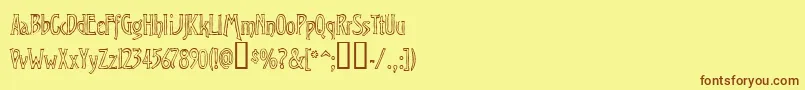 フォントVirop – 茶色の文字が黄色の背景にあります。